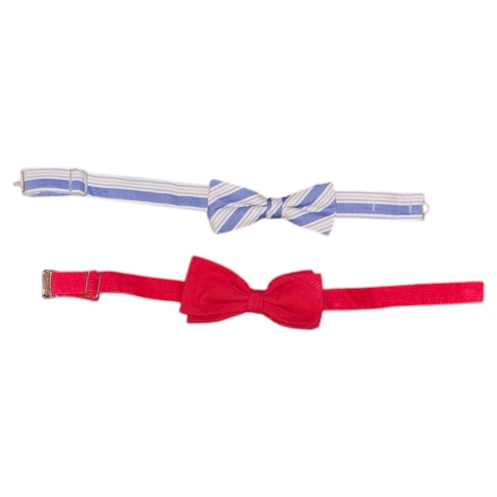 Bella Bliss Red Corduroy Bow Tie & High Cotton Blue, White & Pink Bow Tie
